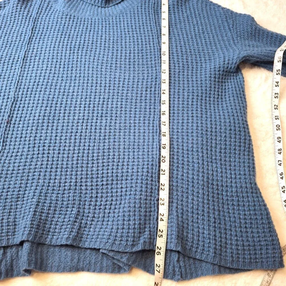 Free People 100% Wool Sweater Sz S Waffle Knit Oversized Slouchy Boho